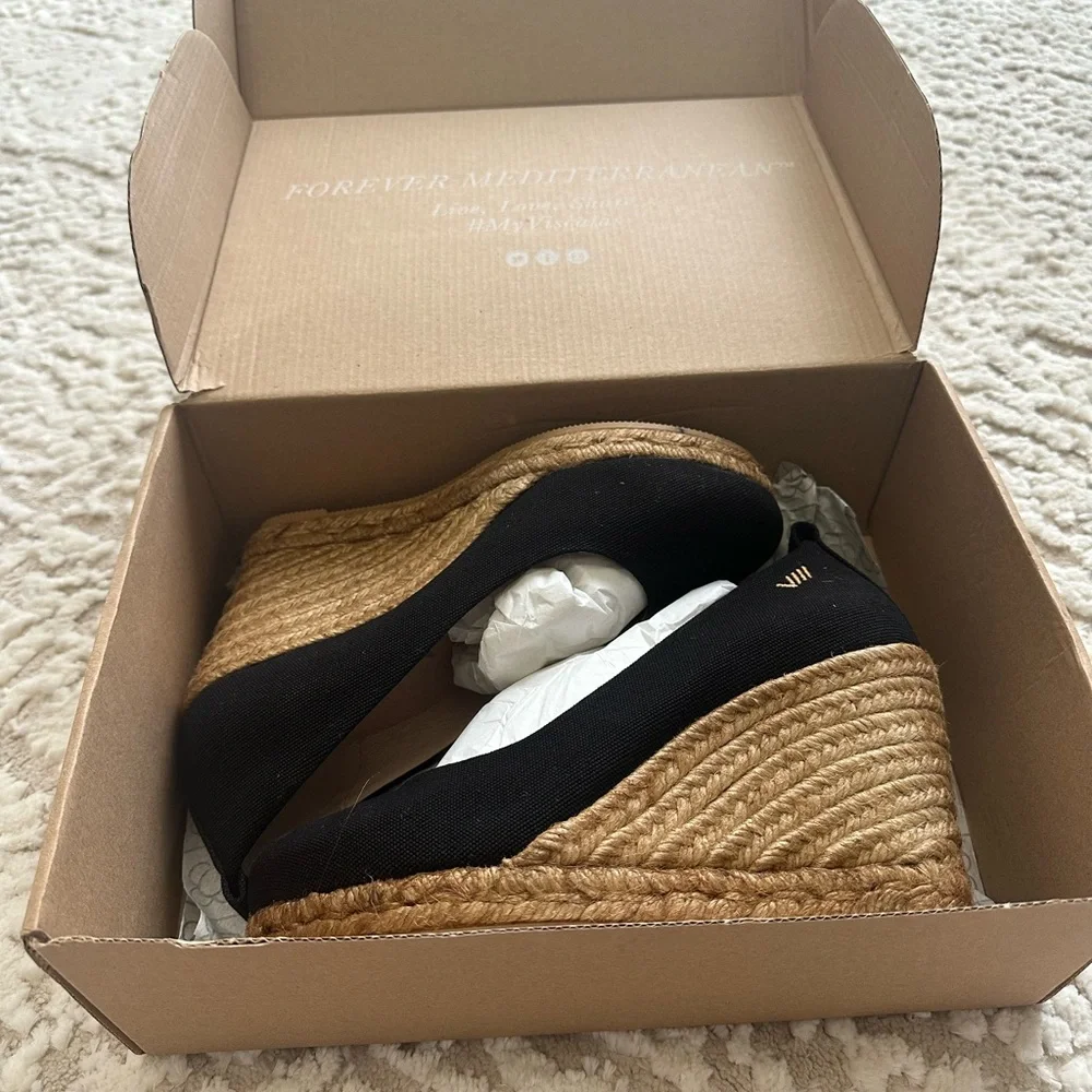 NOB/Never-worn Viscata Black Wedge Espradrilles